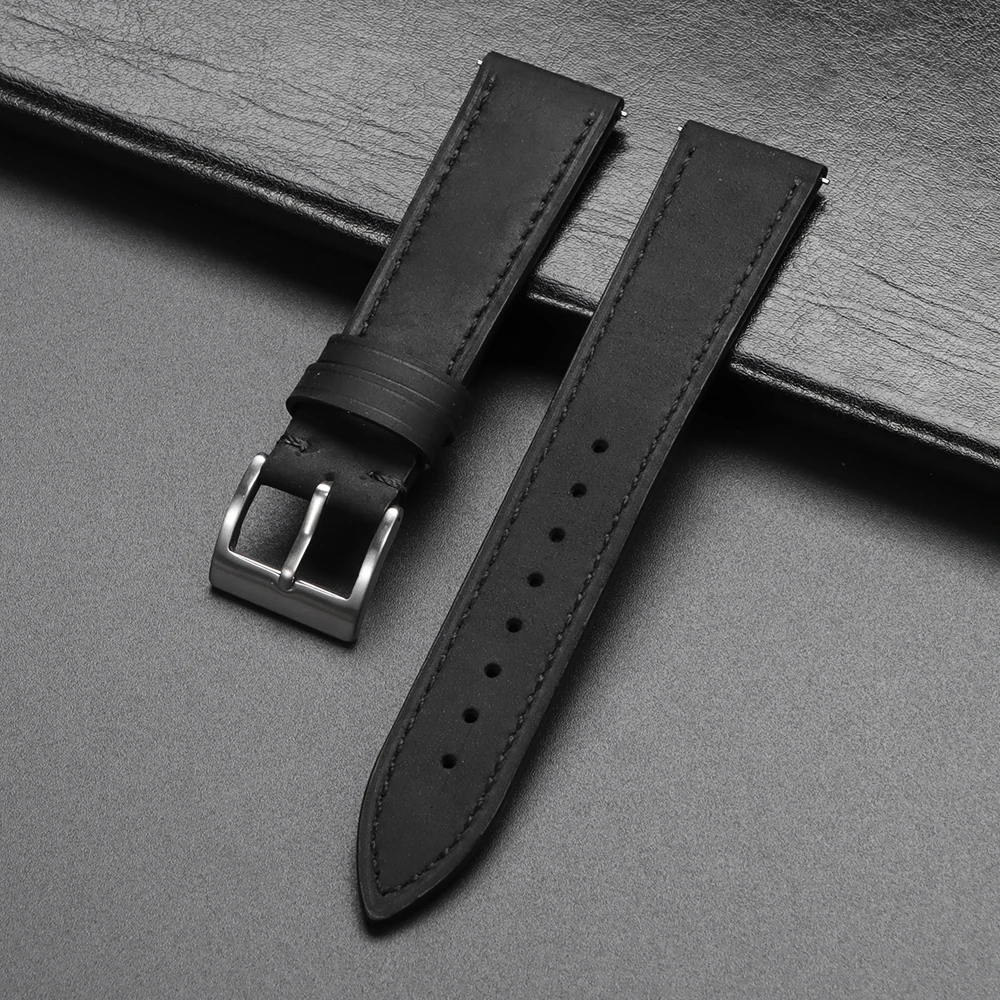 Vintage Retro Calfskin Leather Watch Band with Quick Release Strap