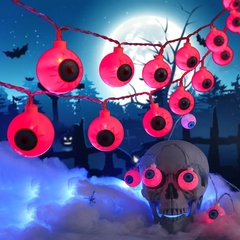 2023 Halloween Ghost Eyeball Led String Lights Atmosfera Interna Decorazione Natalizia Usb Battery Lights Party Waterproof 093