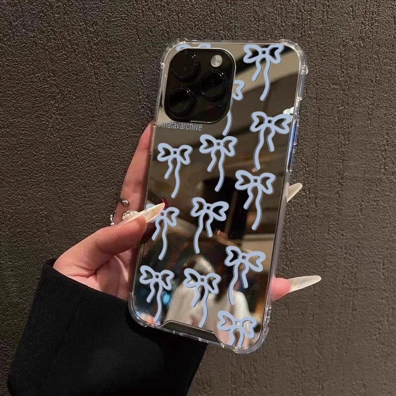 Adorable Bowknot Phone Case with Makeup Mirror Cover