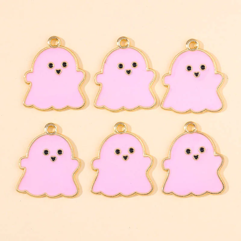 20Pcs 4 Farbe Emaille Cartoon Halloween Nette Geist Charm Anhänger Für DIY Ohrringe Halskette Armband Schmuck Machen großhandel – Detail 2