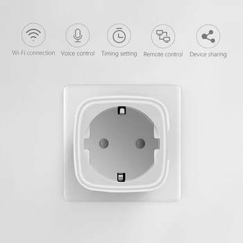 15A Tuya Smart WiFi Socket AC220V EU Plug - APP/Voice Control Outlet Works with Alexa Google Home Wireless Wall Power Switch