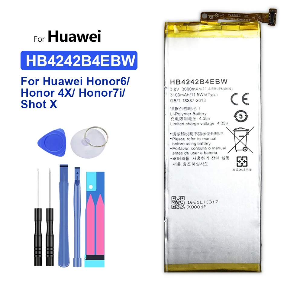 Аккумулятор HB4242B4EBW на 3000 мА · ч для Huawei Honor 6 Honor6 / 4X 7i Shot X ShotX H60-L01 H60-L02 |