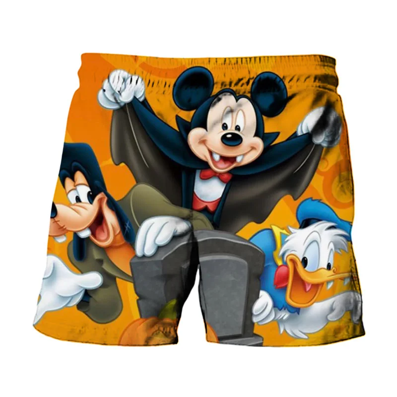 Disney Mickey Minnie And Donald Duck Print Summer Men's Swimwear Beach Club Halloween Collection Fashion Casual Shorts 2024 3