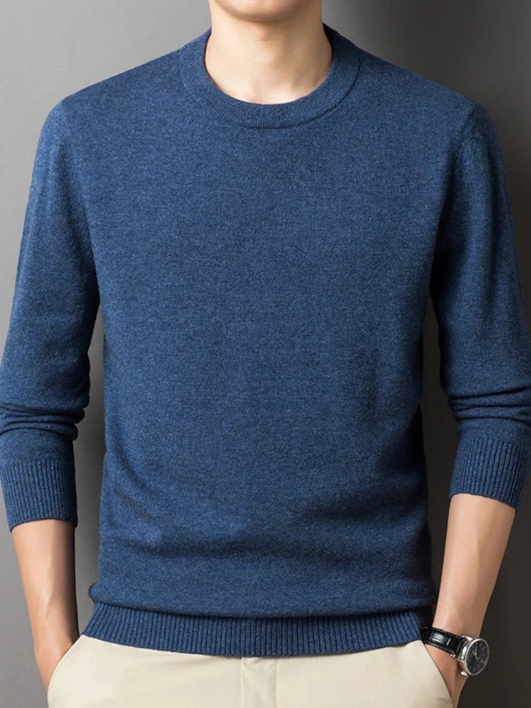 

High Quality Wool Knitwear Men Fashion O Neck Pullovers Mens Casual Warm Knitted Wool Sweater Autumn Winter Pullovers for Men