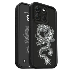Elegant Dragon Pattern Soft Phone Case - Staircase Design - Moto G14 (Black)