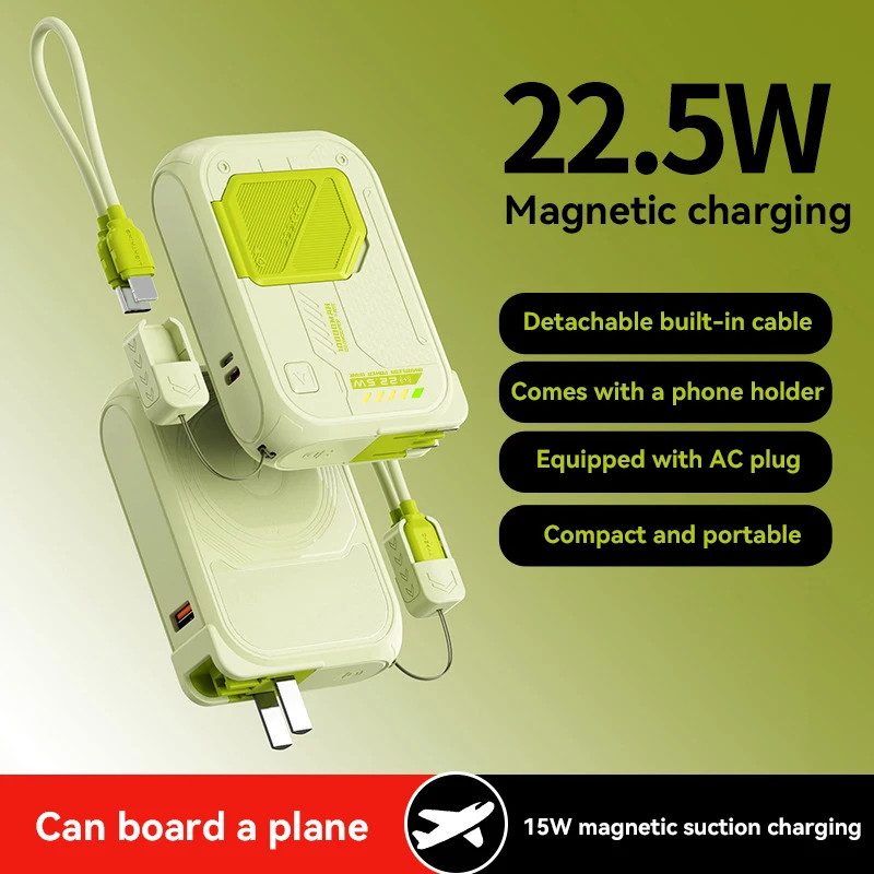 Lenovo 100000mAh Magnetic Wireless Power Bank uper Fast Charging Large Capacity Battery Portable AC Plug For iPhone Xiaomi 2025 2
