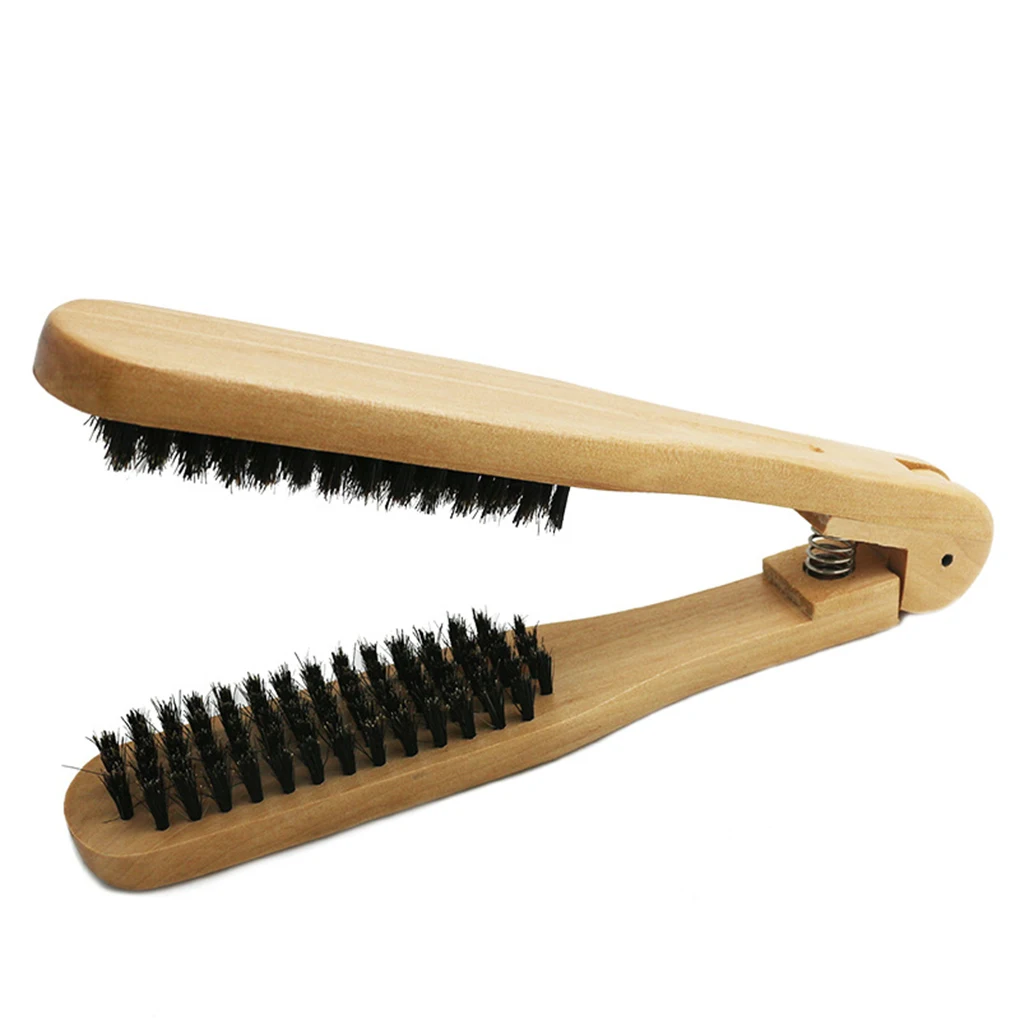 Wooden Hairdressing Comb Double Brushes V Type Straight Hair Brush Anti-static Hair Straightener Tool Hairbrushes