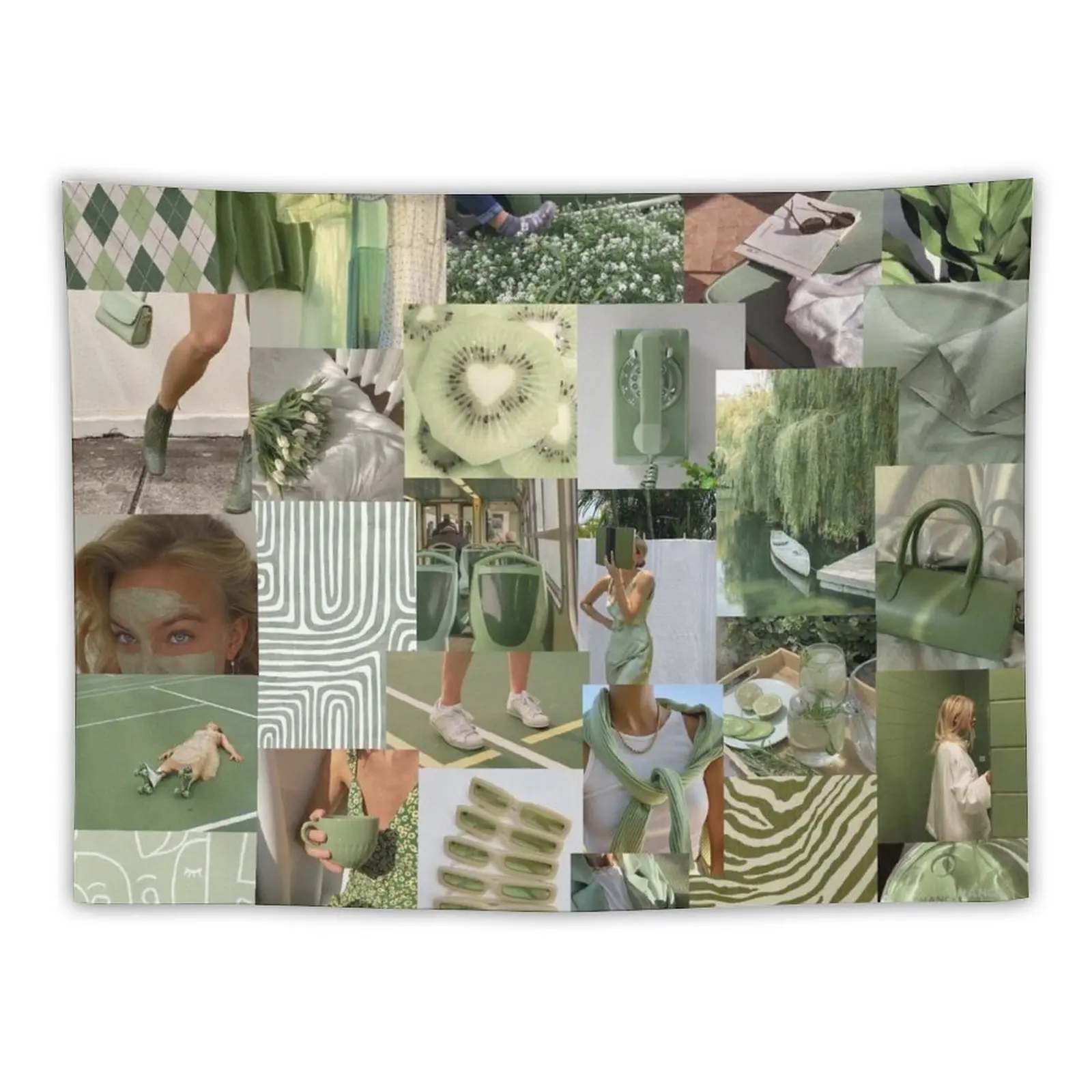 Sage Green Collage Arazzi Arazzi Decorazioni Murali