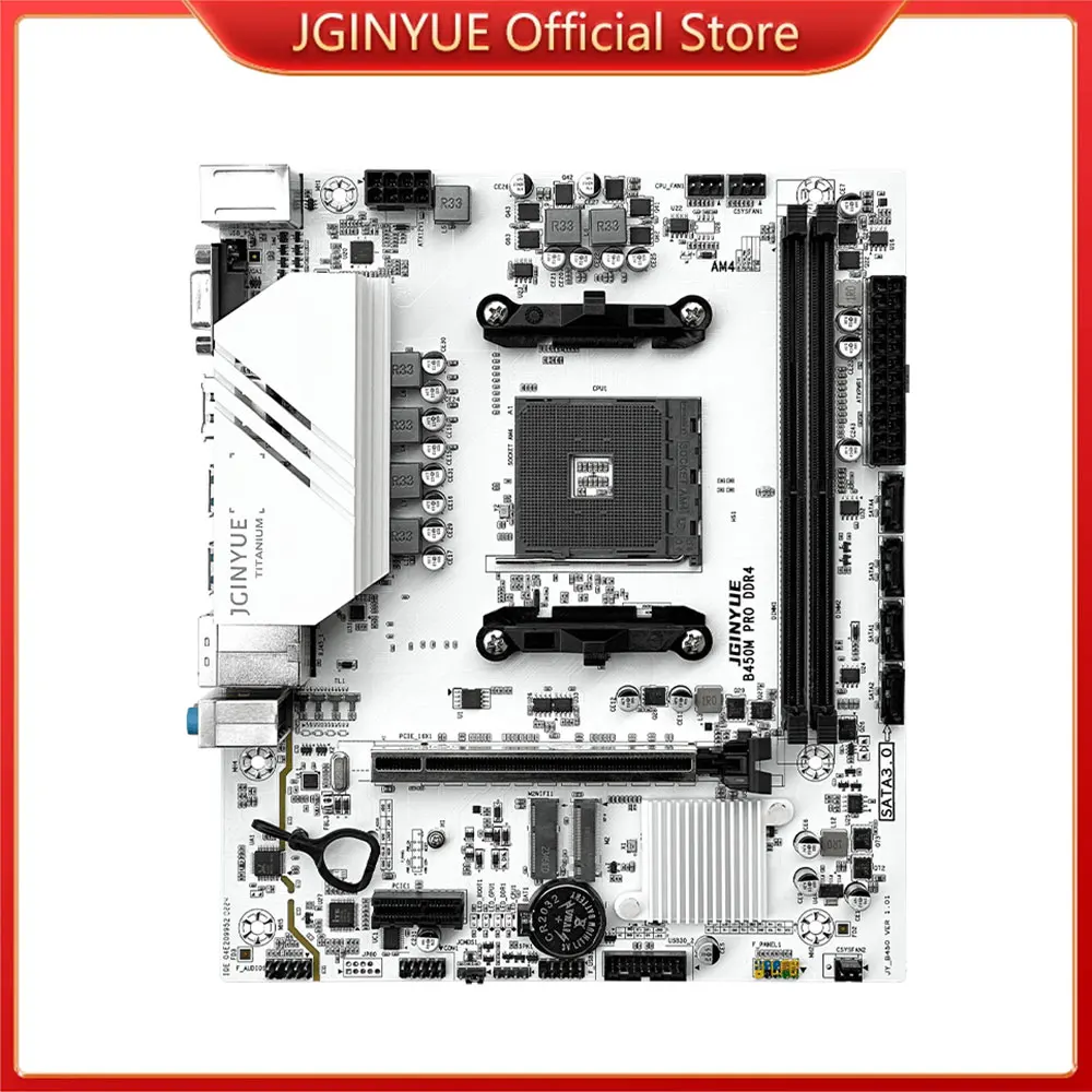 JGINYUE AM4 마더보드, AMD Ryzen R3 R5 R7 1 2 3 4 5 CPU 프로세서 지원, DDR4 듀얼 채널 메모리 RAM M-ATX B450M-PRO