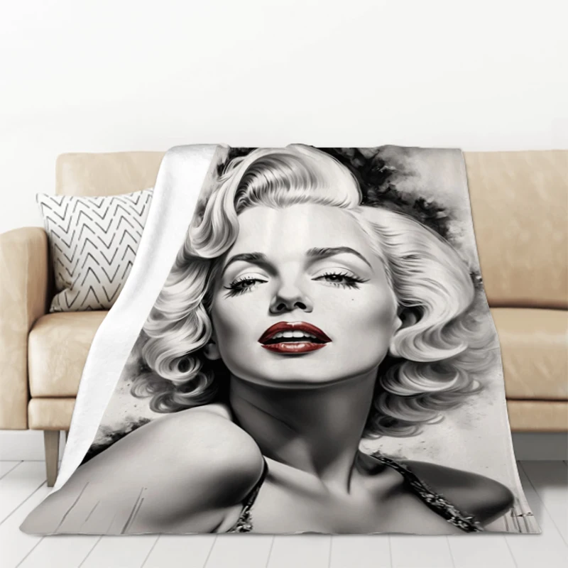 Marilyn Monroe Blankets for Decorative Sofa Throw Blanket Fluffy Catnap King Lid Microfiber Bedding Knee Fleece Soft Nap Luxury 3