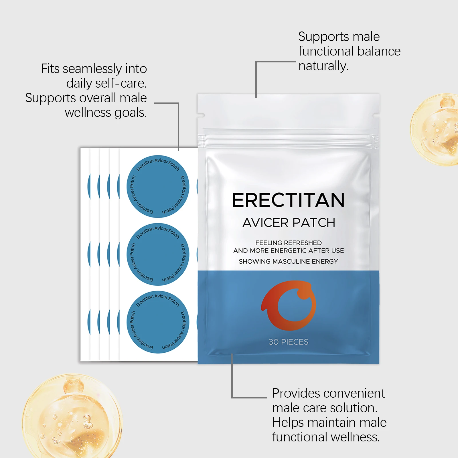 Men's Daily Skin Care Patch - All-in-One Gentle & Mild Formula, External Use for Full Body,Nourishes & Sustains Comfortable Skin