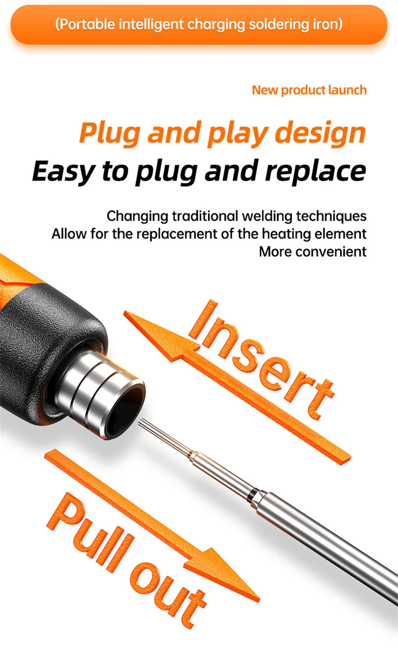 USB Wireless Digital Electric Soldering Iron Kit Cordless Adjustable Temperature 300-450℃ Smart Welding Solder Tool