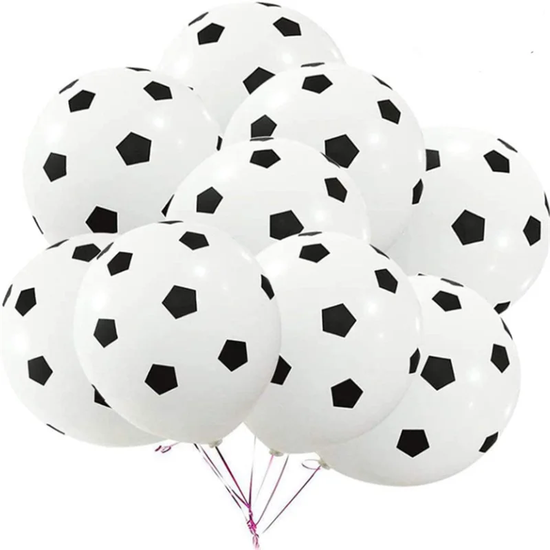 

10PCS White Football Balloons Party Event Scene Decoration Printed Latex Balloon Kids Birthday Outdoor Decoration