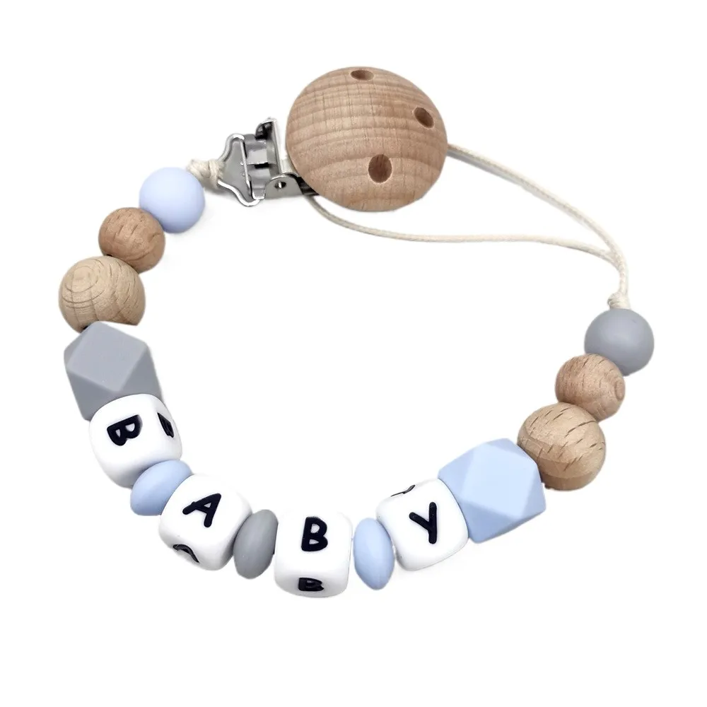Baby Pacifier Clips Custom Personalized Name Silicone Beads Safe Baby Soother Accessory