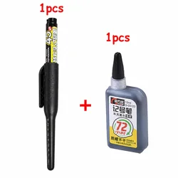 Waterproof Deep Hole Marker Pen for Woodworking - Multi - purpose with Long Head Nib (1 - 6 Pack, Black/Blue/Red Ink) (Black 1pen 1ink)