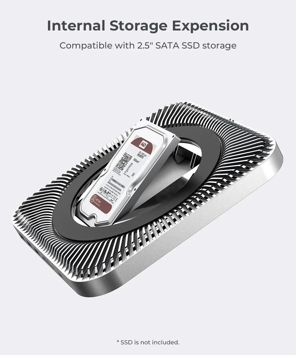 Dock Mac Mini Studio with 2.5inch Hard Disk Enclosure Multi USB 3.0 SD/TF Card Reader Extend Your Mac Mini Studio Dock Station 2