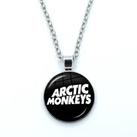 Fashion Creative Design Cartoon Arctic Monkeys Necklace Glass Cabochon Pendant Fashion Statement Crystal Necklace Wholesale 2