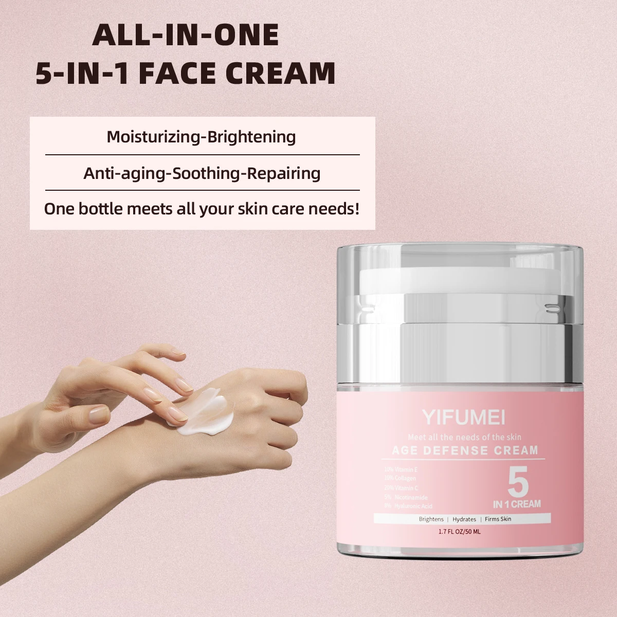 Nicotinamide 5 in1 Face Cream Vitamin C That Fades Fine Lines Anti Aging Face Cream Lightens and Moisturizes for Healthier Skin