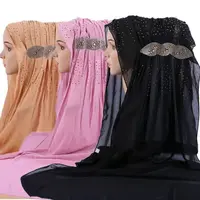 Muslim Women Diamonds Chiffon Long Scarf Islamic Hijab Headscarf Wraps Shawls Turban Arab Accessories 70*170cm