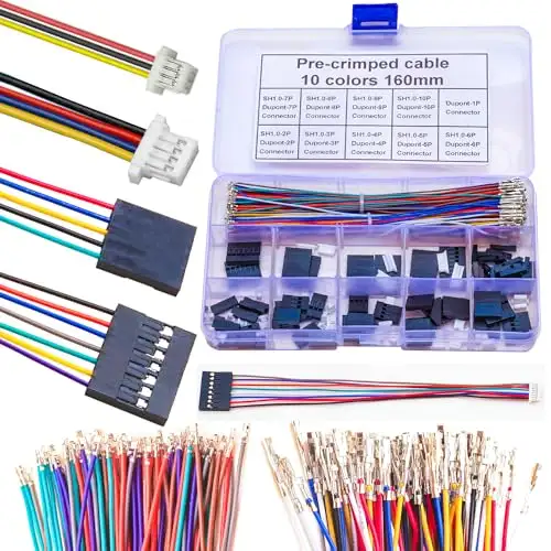 SH1.0 to Dupont2.54 JST Connector Dupont Connector Kit JST-SH 1.0mm & Dupont 2.54mm Cable 1/2/3/4/5/6/7/8/9/10P (SH-to-Dupont) image 1