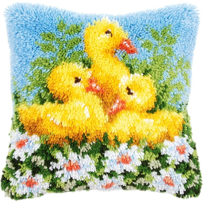 DIY Plant Series Latch Hook Kits Cushion Button Flowers Cushion Needlework Pillow Kit Cross Stitch