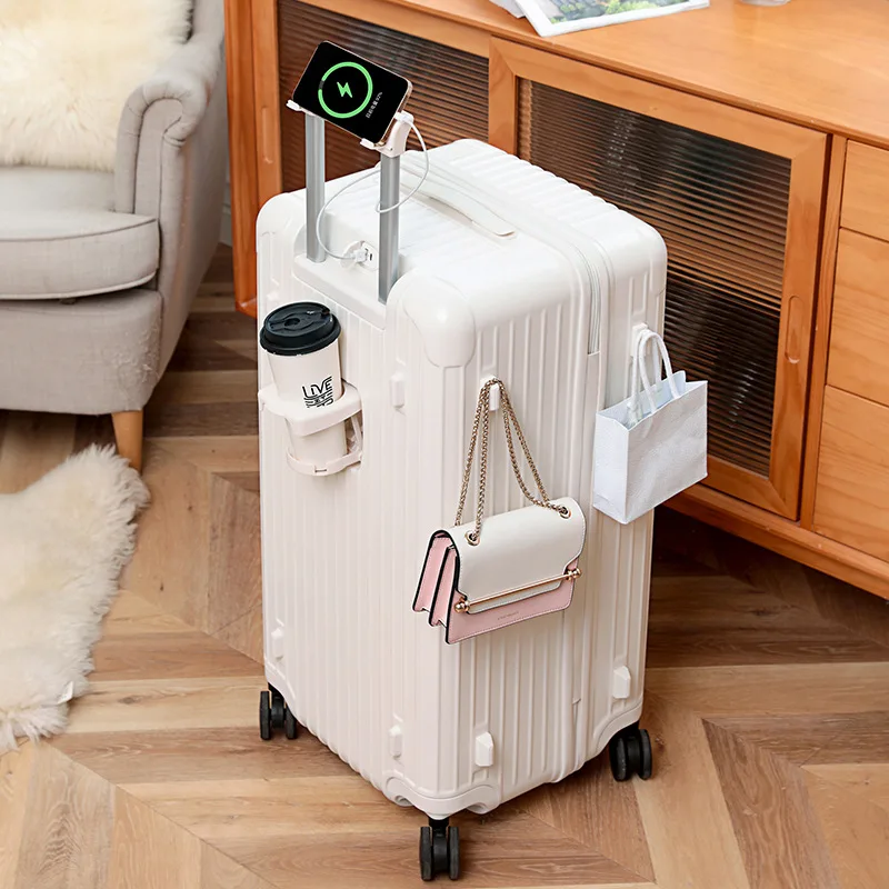 PLUENLI Zipper Suitcase Charging Multifunctional Trolley Case College Student Luggage Large Capacity Sports Box
