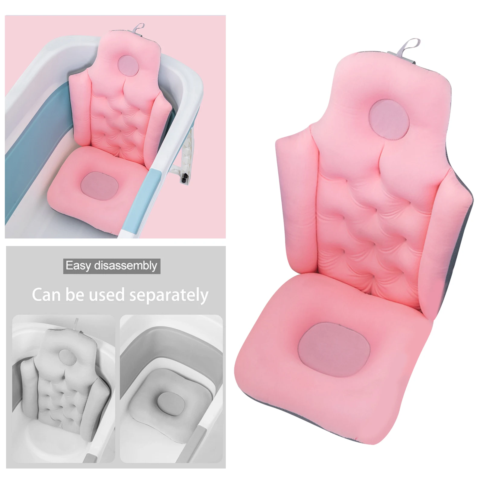 Bath Pillow Bath Mat with Pillow Mat Nonslip Ergonomic Bathtub Rest Mesh Pillow Waterproof Breathable for SPA Bath Accessories Soaking Tub