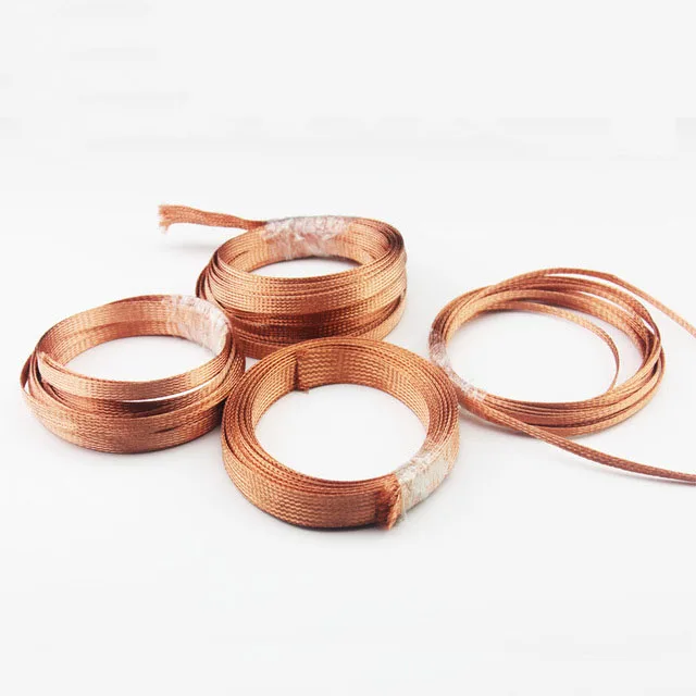 10meters 2/4/6/8/10mm flat Tinned Copper Braid wire Sleeve Screening Tubular Cable DIY