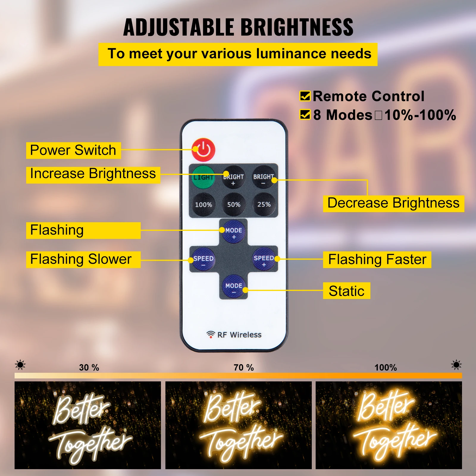 Warm White LED Neon Sign for Indoor Decor