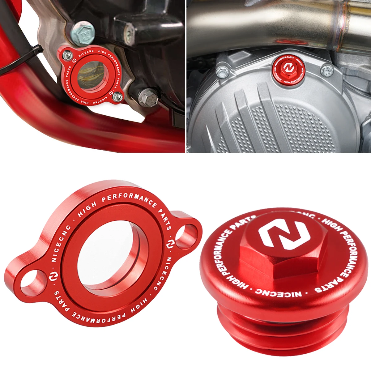 NICECNC Für Beta RR 350 390 430 480 2015-2024 RR-S 350 390 430 2015-2022 Transparente Ölfilterabdeckung Motoröl-Einfülldeckel-Stecker