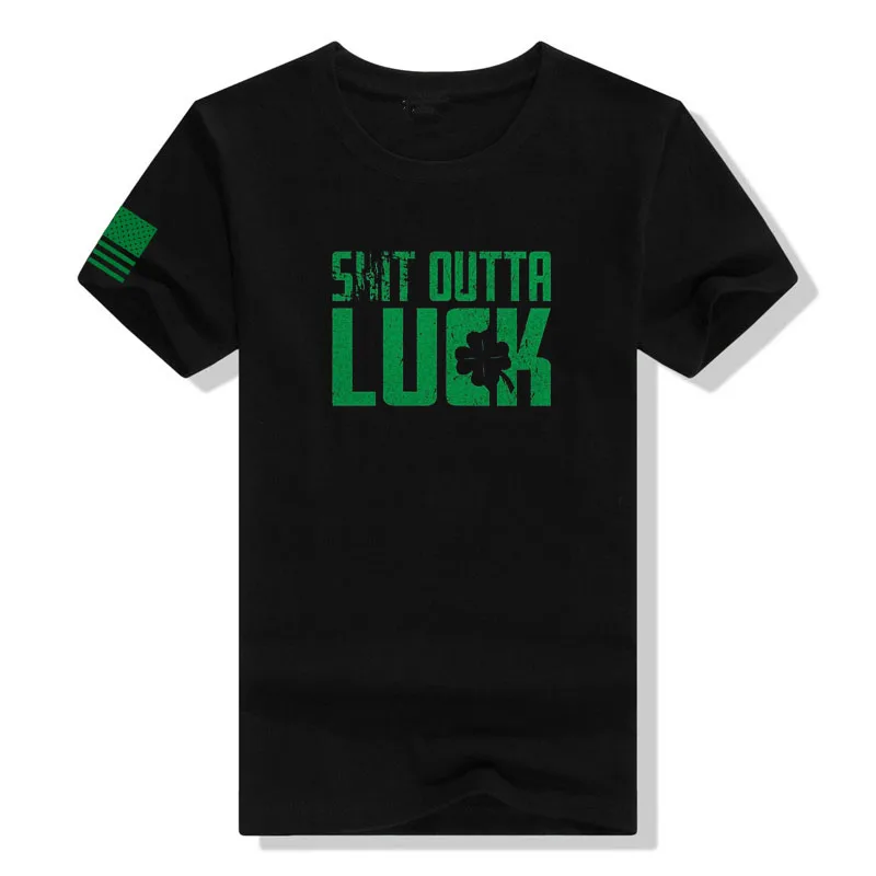 

Outta Luck Women's and Men's Fashion T-Shirt Veteran's Graphic Teee Tops St Patricks Day Outfit Pajama Clothes