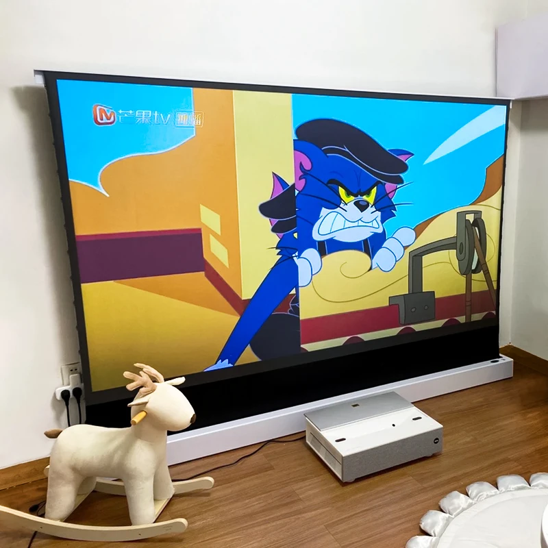 

135“ - ”150" T-prism ALR Floor Rising Motorized projector screen 16:9 Projection Screens For Ultra Throw Laser Projectors