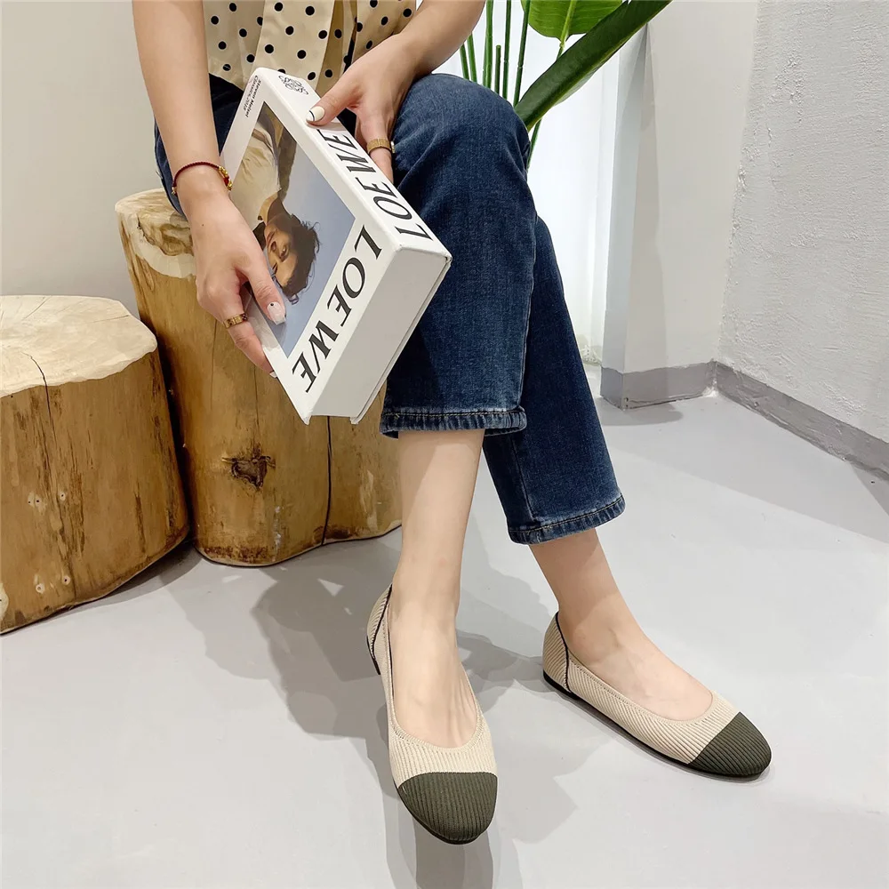 Cute flexible ladies ballet flats folding shoes large size casual shoes women's fly woven wedge mesh shoes