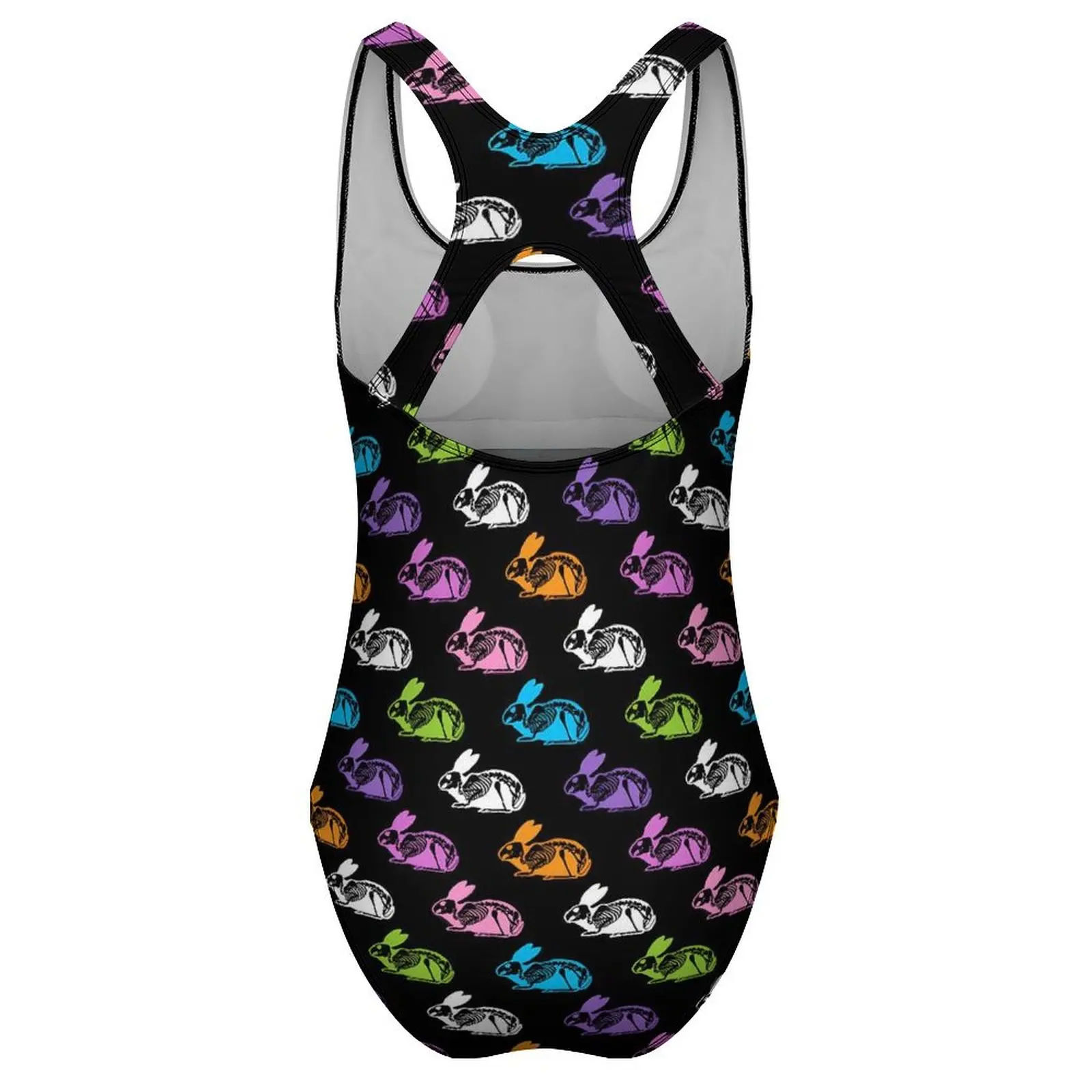 Skeleton Rabbits Swimsuit Sexy Colorful Print One-Piece Swimwear Push Up Bodysuit Trend Fitness Bathing Suits