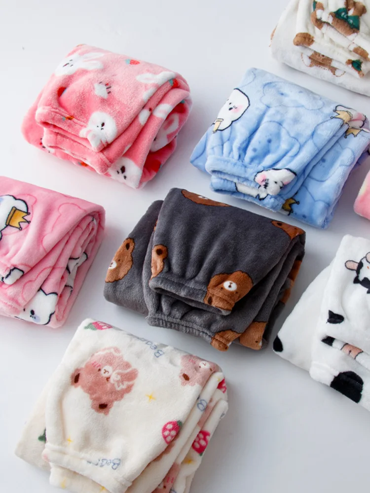 Fall/winter thickened pajama pants for children Coral velvet boys loose house pants for babies warm flannel trousers girls