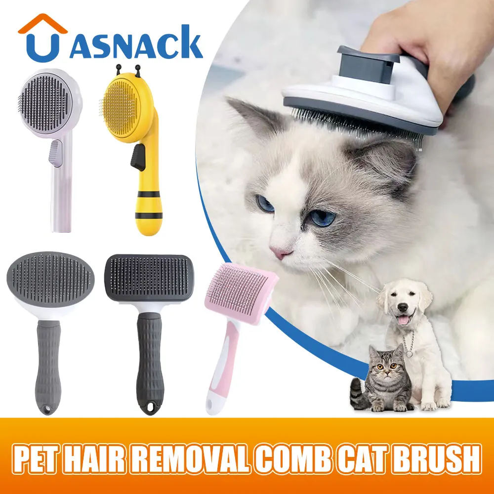 Pet Hair Removal Comb Cat Brush Self Cleaning Slicker Brush For Cats