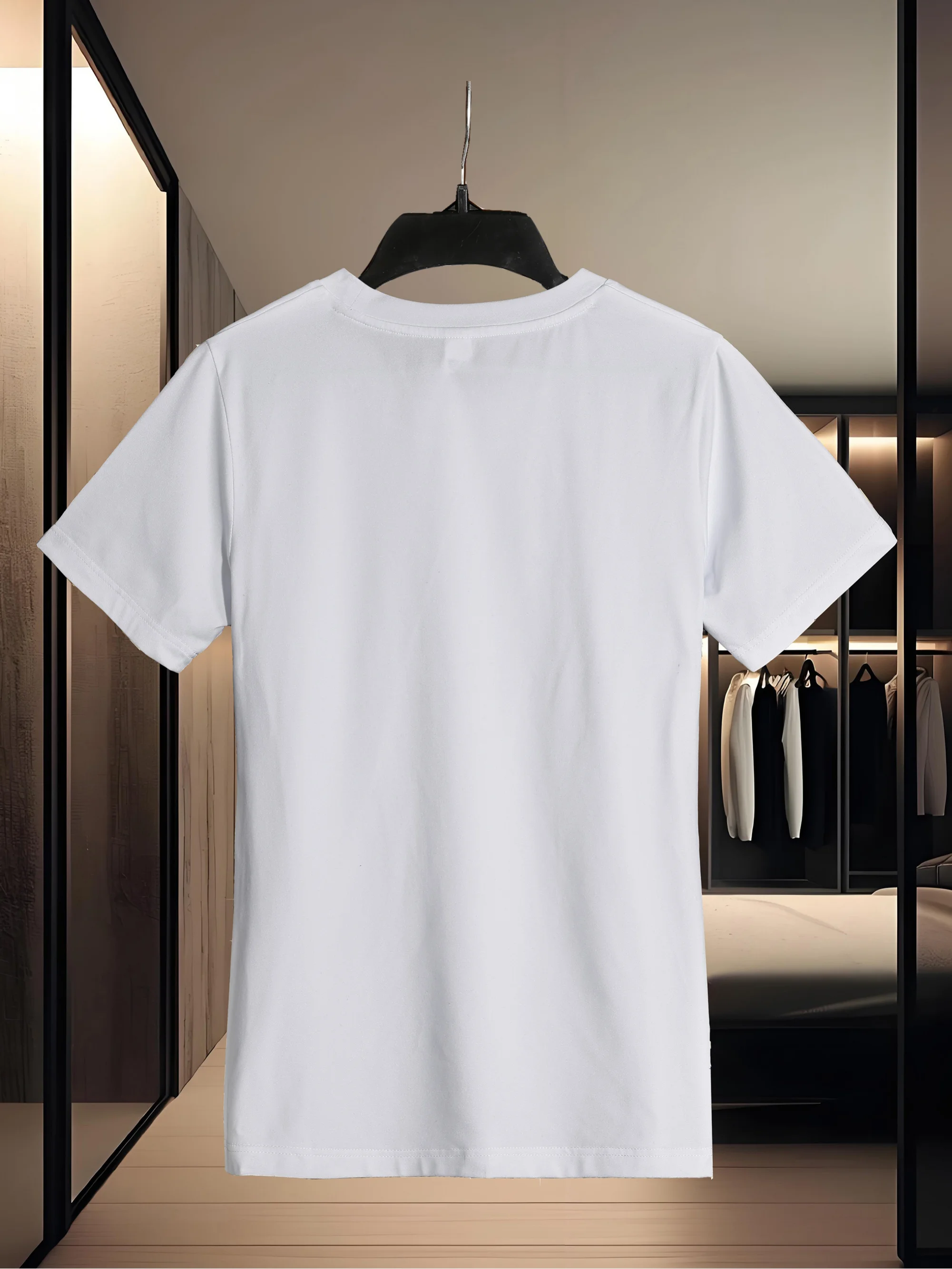 Personalized Round Neck White T-Shirt with Custom Photo and Text