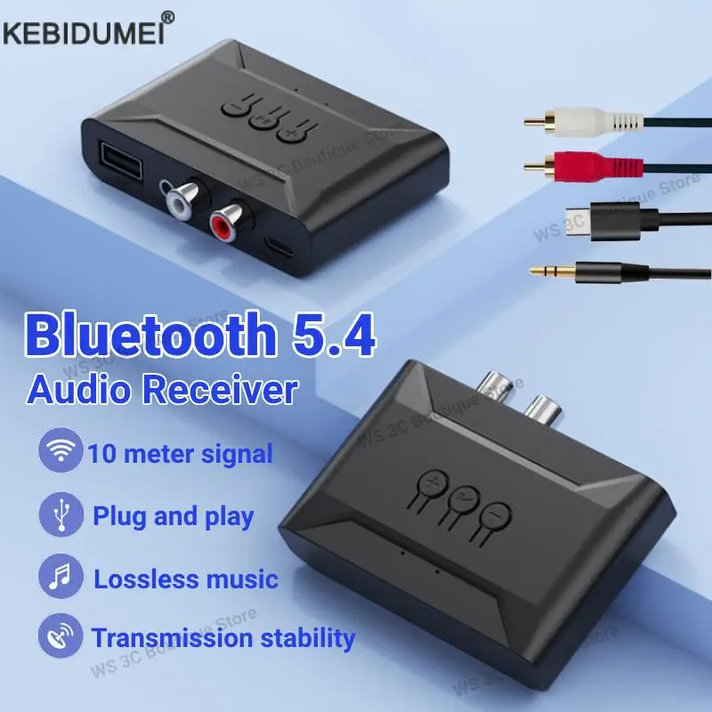 Bluetooth 5.4 Audio Receiver 3.5mm AUX RCA USB U-Disk Stereo Music Wireless Audio Adapter For PC TV Car Kit Speaker Amplifier bluetooth adapter bluetooth audio receiver audio adapter