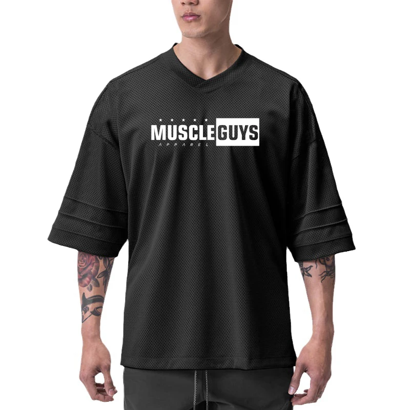 

FITNESS SHARK Summer Simple Youth Hip Hop Top Short Sleeve Casual Running Men's Half Sleeve T-Shirt