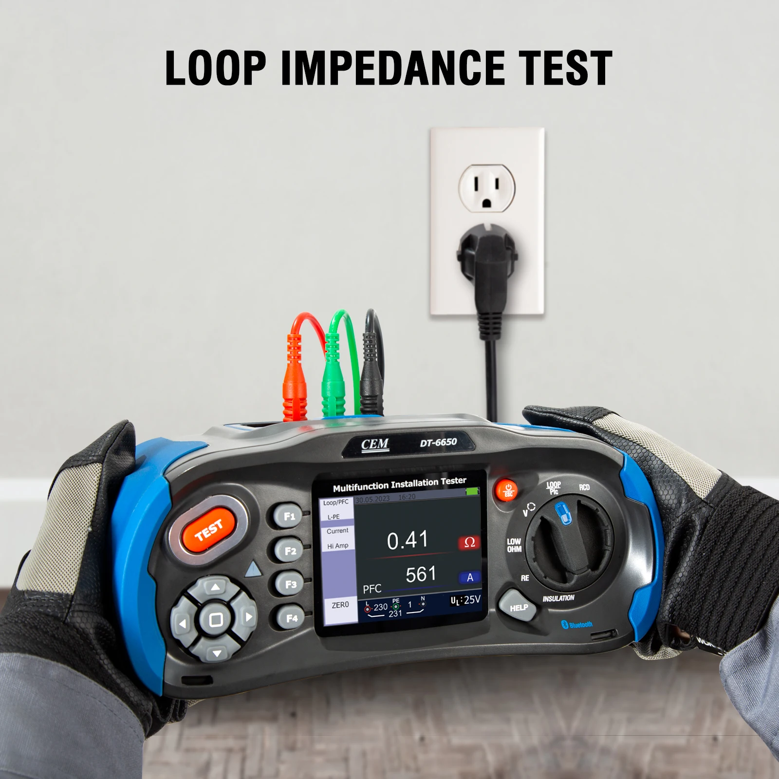 Rcd tester voltage tester resistance tester CEM DT-6650 Multifunction Installation Tester With Insulation Resistance, Earth Resistance, Loop Impedance, Voltage,RCD, PFG PSC