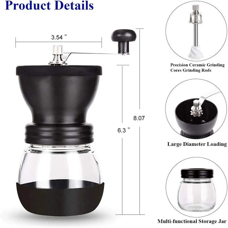 Large Capacity Glass Hand Grinder Coffee Grinder Set Manual Grinder Manual Coffee  Grinder Food Grade Kitchen Accessories - AliExpress