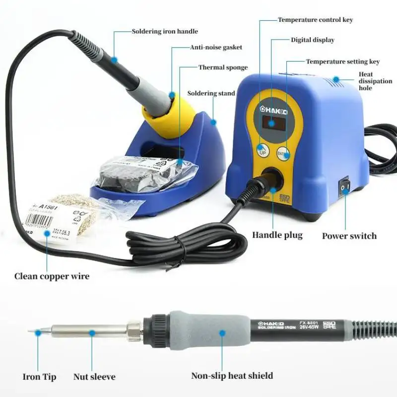 HAKKO 100% FX-888D Electronics Soldering Station 220V Professional ESD Welding Tin Equipment PCB Mobile Phone Repair Tools 2