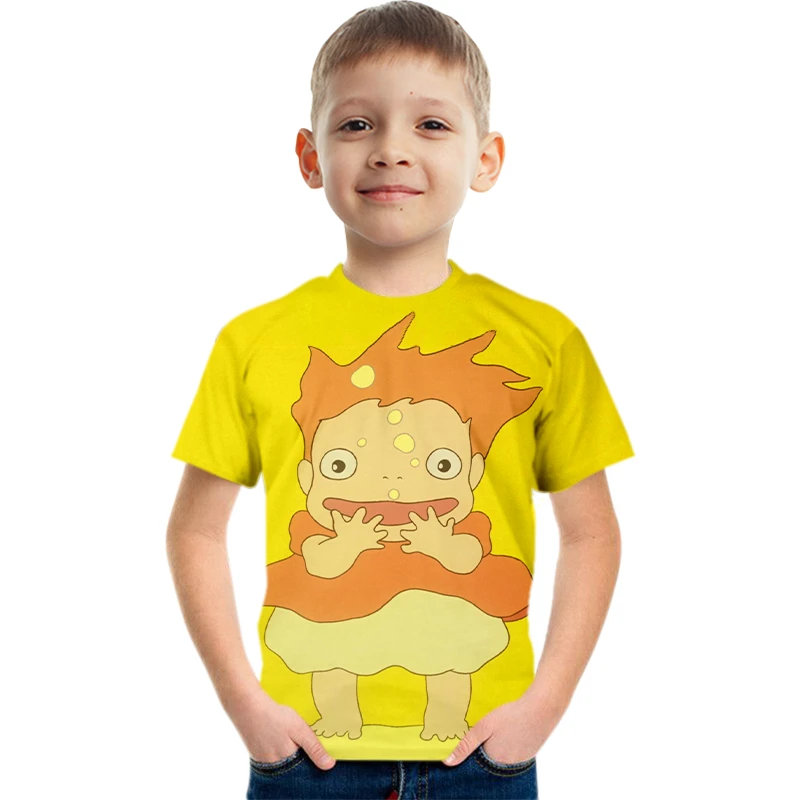 cute T-Shirts Japanese Anime T-shirt Kids Girls Clothes Spirited Away 3D Print T-shirt Tonari No Totoro Ponyo On The Cliff T Shirt teenager T-Shirts luxury