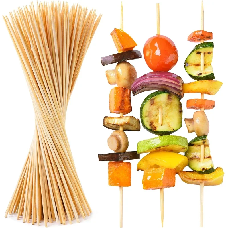 Food Grade Bamboo Stick Disposable Bamboo Skewer Sticks Natural Wood Sticks for Barbecue Buffet Food Kitchen BBQ Meat Tools Barbecue Skewers Bbq Grilling Accessories