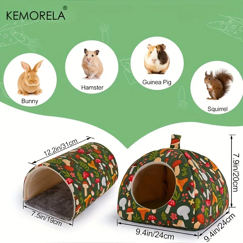 2PCS Guinea Pig Hideout Soft Guinea Pig Bed and Washable Tunnel Accessories For Hamster Rabbit