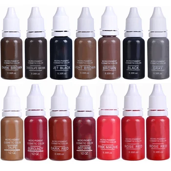 Set di inchiostri per tatuaggi da 24 colori Trucco permanente Inchiostro per sopracciglia Labbra Linea per occhi Pigmento per microblading a colori per tatuaggi per la bellezza del corpo