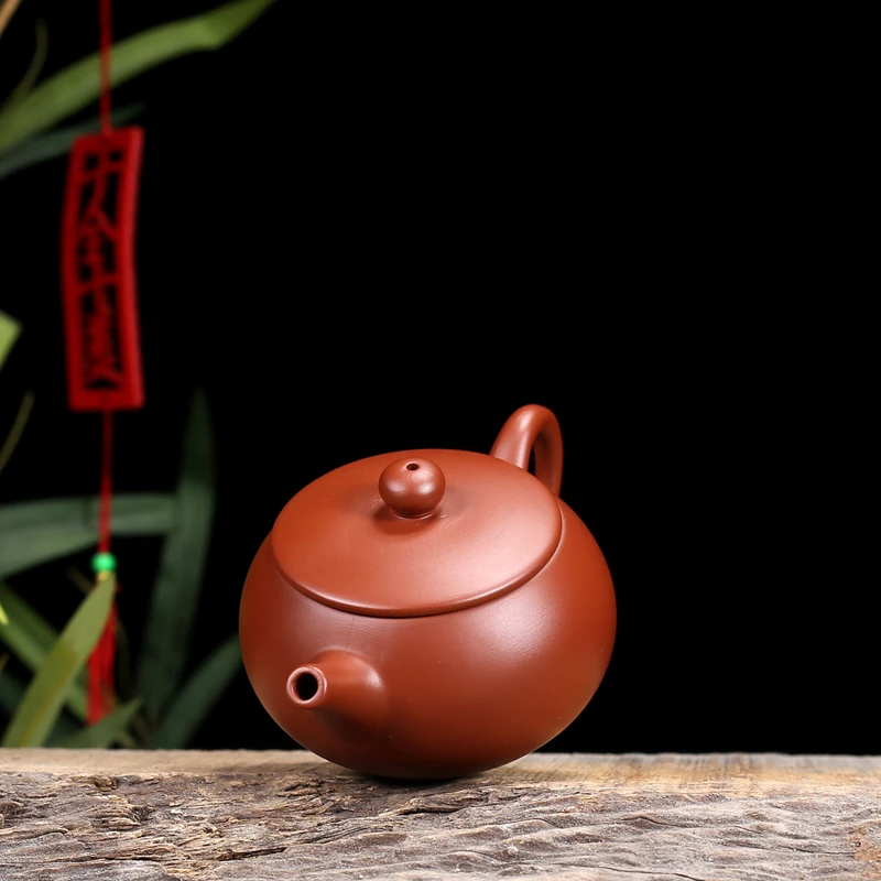130ml Purple Clay Teapot High End Semi Handmade Vermilion Clay Teapot for Household Use Drum Shaped Pot Office Small Tea Pot