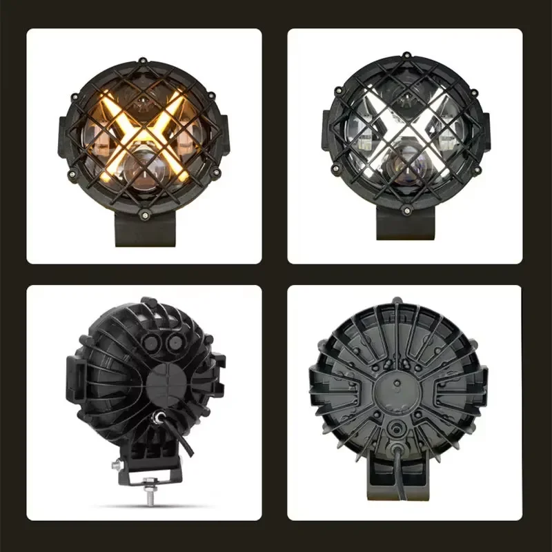 LED 작업등 드라이빙 스팟 라이트 4x4 오프로드 지프 트랙터 트럭 자동차 7인치 원형 라이트 바 헤드라이트 LED 엔젤 아이 12V 24V