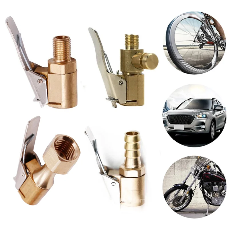 Car Tire Air Chuck Inflator Pump Valve Connector Clip-on Adapter Car Brass 6mm 8mm Tyre Wheel Valve Inflatable Pump Nozzle images - 6