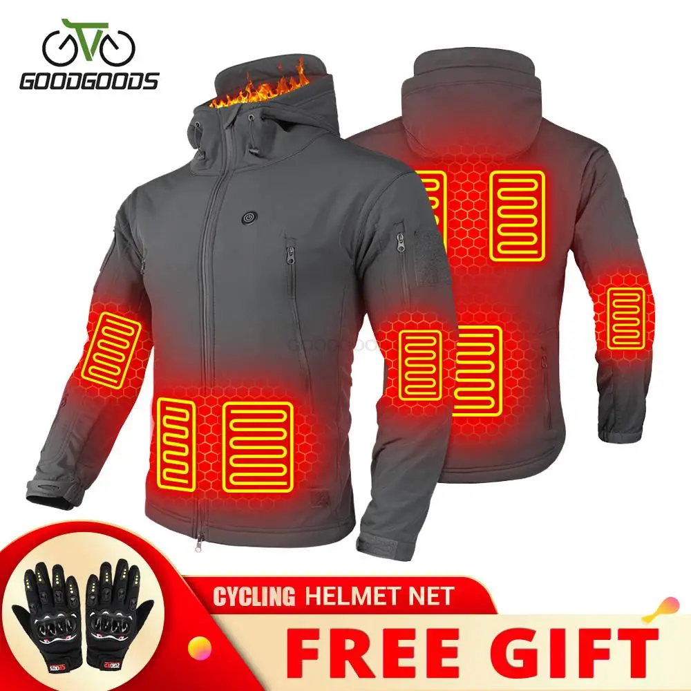 

Winter Jackets Men Heated Jacket Autumn Cycling Jacket Hooded Windbreaker Tactical Hunting Hiking Camping Warm Ski Clothing